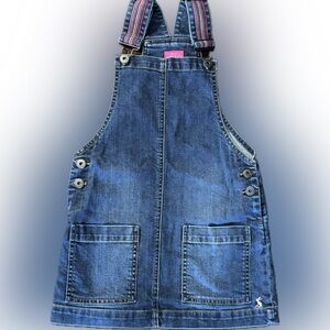 Joules Girl's Kimberly Blue Jean Denim Overall Fall Skirt Dress Size 7-8 S Small